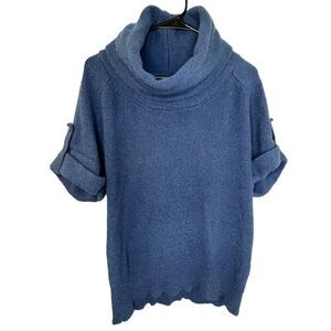 Fenn Wright Manson Blue Short Sleeve Sweater Top With Button Sleeves